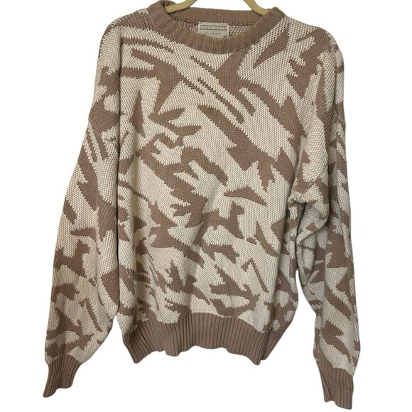 Vintage Lord Jeff 100% FIne Cotton Mens XL Beige Chunky Knit Heavy Sweater - Picture 1 of 5